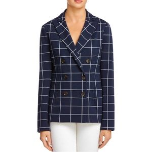 Bailey 44 navy Window pane double breasted blazer Nautical Career Preppy